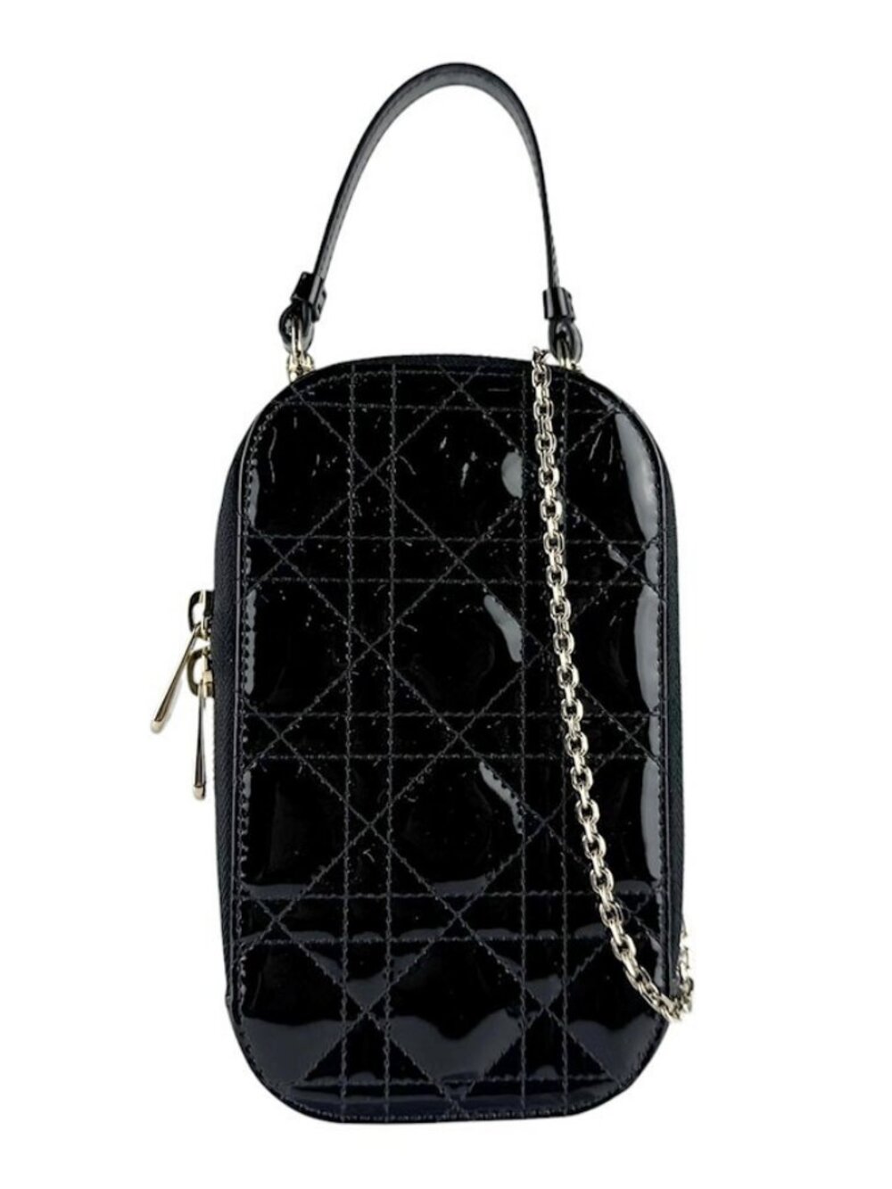 Christian Dior Phone Pouch Case Black/Gold Patent Leather/Metal